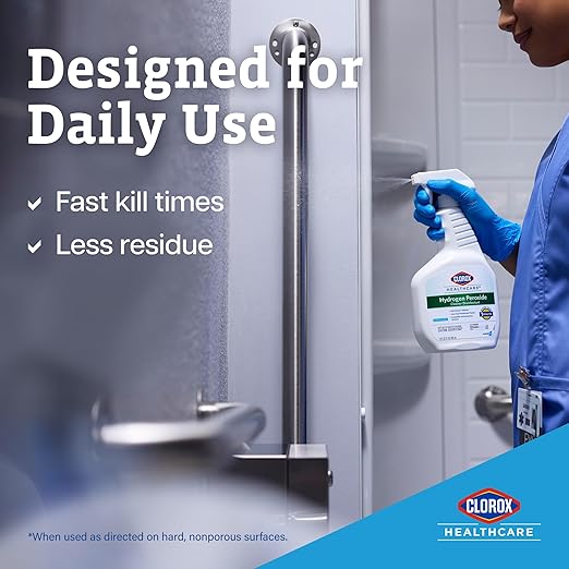 Clorox Healthcare Hydrogen Peroxide Cleaner Disinfectant Refill, Bleach Free, 128 Fluid Ounces, Pack of 4 (Package May Vary)