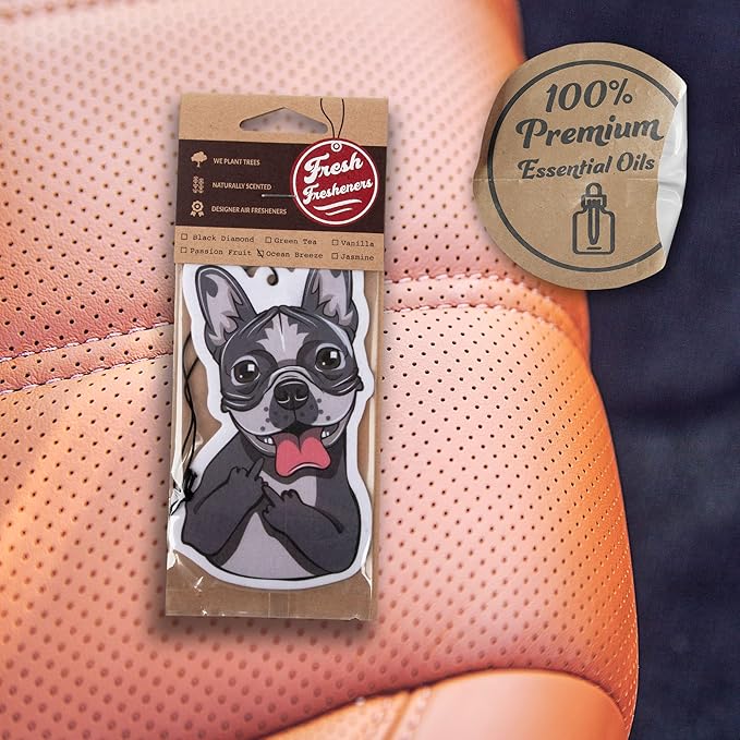 Fresh Fresheners Cute and Funny Dog Car Air Fresheners 6 Pack Scented With Premium Oils By Fresh Fresheners (F Frenchie, 6 Pack)