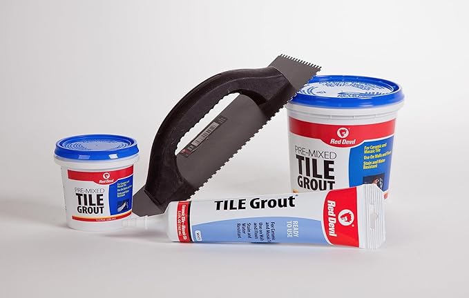 Red Devil 0425 Pre-Mixed Tile Grout - Professional Quality, Excellent Adhesion, Ideal for Wall & Floor Use - 5.5 oz, White, Made in USA