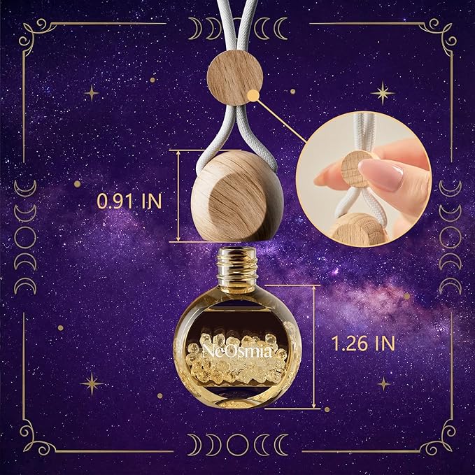 Hanging Car Air Freshener, 2 Pack Glass Car Scent Decor with Decorative Crystals, 6 Scents, Sweet Vanilla, Long-Lasting Fragrance, Budget Friendly