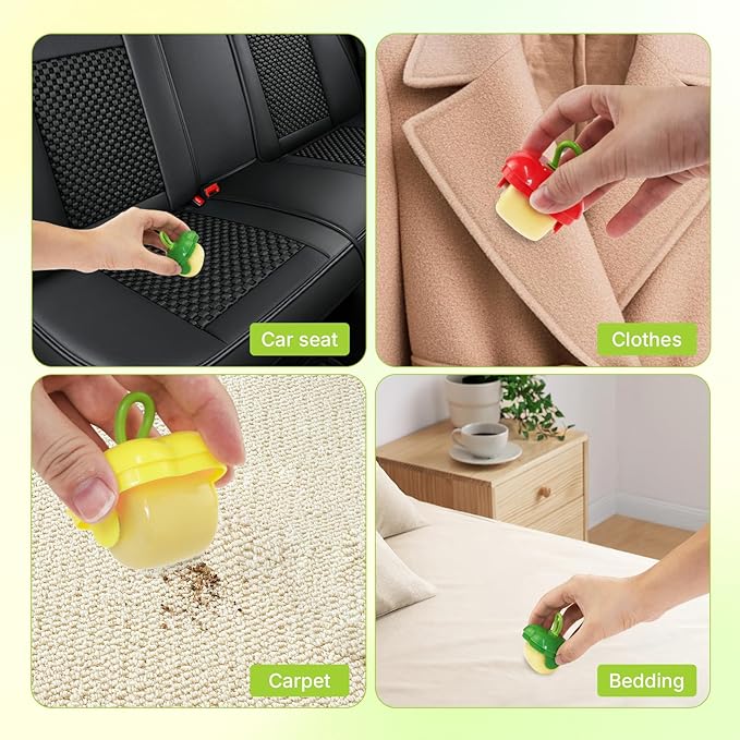 2 Pcs Protable Mini Lint Rollers, Reusable Washable Lint Rollers for Clothes Car Seats with Protective Cap, Travel Portable Lint Roller - Fits in Wallet, Pet Hair Remover(Red)