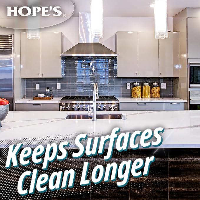 HOPE'S Perfect Quartz Countertop Cleaner, No Hazy Residue, Streak-Free, Safe on Food Contact Surfaces, Fragrance-Free, Sunscreen-Free, Counter Cleaner for All Brands of Quartz, 23 Fl Oz, Pack of 1