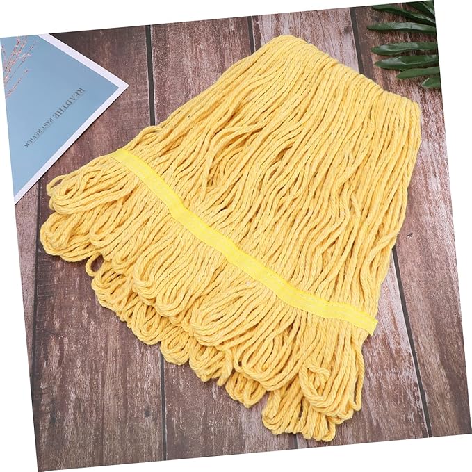 POPETPOP 1pc Cotton Mop Cloth Replacement Head Water Absorption Cleaning Accessory for Home Use High Density Mop Cloth for Various Surfaces Yellow