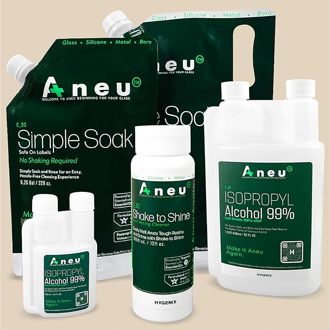 Aneu Shake to Shine (1 Pack) – Fast-Acting Cleaner | Shake Away Tough Resins & Grime | Cleans Glass, Silicone, Metal, & Borosilicate | 12oz - 1 Pack