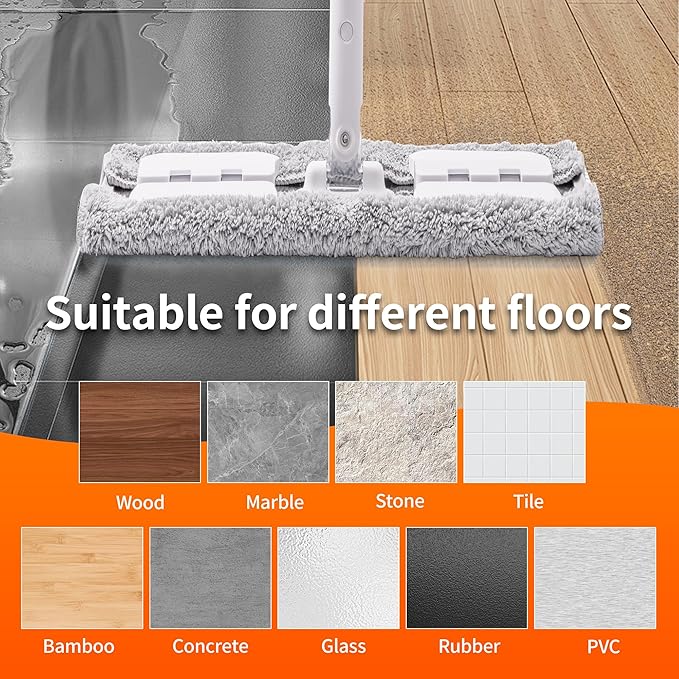 Premium 360° Microfiber Wet Mop for Floor Cleaning; 4 Heavy Duty Reusable Microfiber Pads; Adjustable Height and Sturdy Steel Hardware; Vinyl, Tile, Laminate and Hardwood Floor Mop Cleaner
