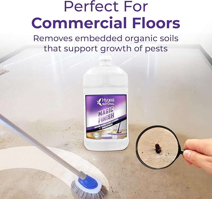 Hygea Natural Magic Finish Enzyme-Based Chemical-Free Floor Cleaner - No Rinse, Biodegradable Formula - Removes Grease Buildup in Tile & Grout - for All Hard Floors (Concentrated Gallon)