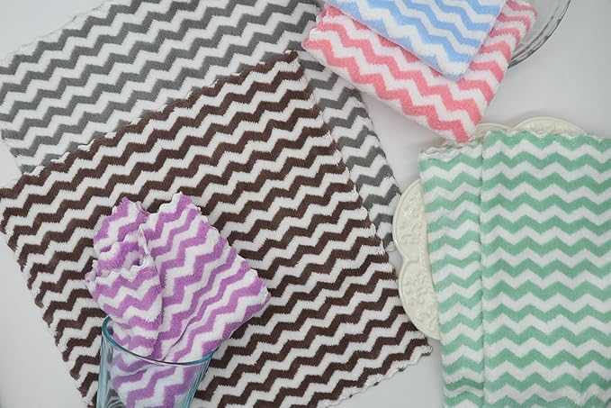 Microfiber Cleaning Cloth Lint Free Cleaning Rags, 10 Pack Fast Drying Dish Rags for Cleaning, Super Absorbent Kitchen Dish Cloths for Wash Dishes,12 in x 12 in (Pink)