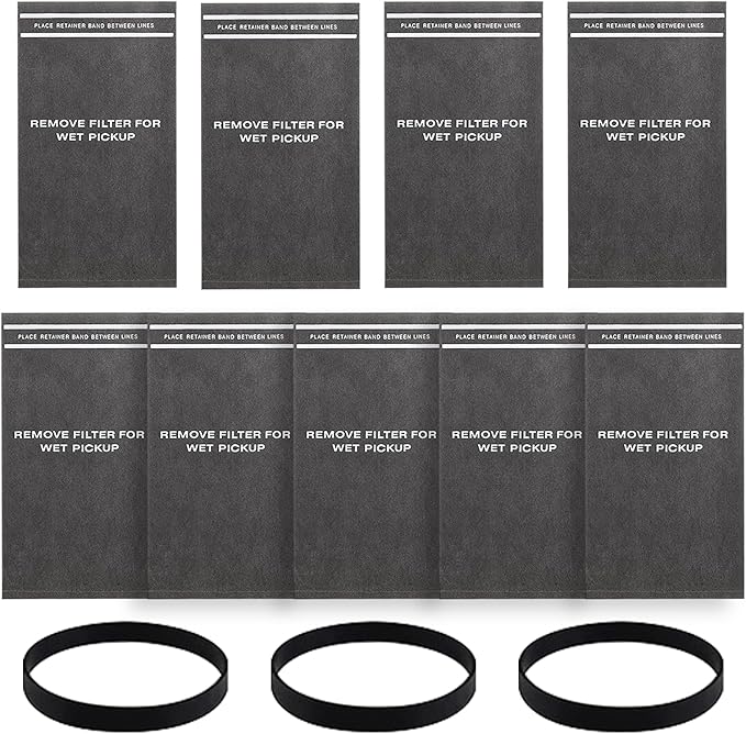 9 Pack 38737 Dust Filter Bags Replacement for Craftsman 2 to 2.5 Gallon Wet/Dry Vacuums and Powerhead Bucket Vac, with 3 Retaining Bands, Part# 9-38737/CMXZVBE38737