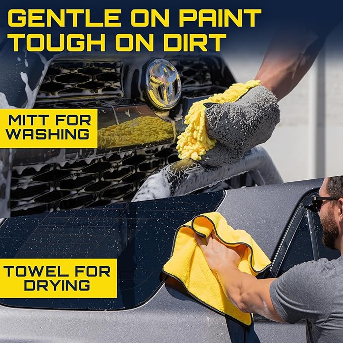 Foam Cannon Pressure Washer Gun, Stubby Foam Sprayer for Car Wash, Power Washer Swivel for Pressure Washers - Incl. Wash Mitt & Microfiber Towel, Ultimate Detailing Kit for Deep Cleaning