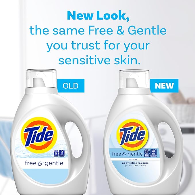 Tide Free & Gentle Liquid Laundry Detergent, 113 Loads, 149 fl oz, Tide Laundry Detergent, Clean Laundry Detergent, Free of Dyes and Perfumes, Hypoallergenic Formula Gentle On Sensitive Skin