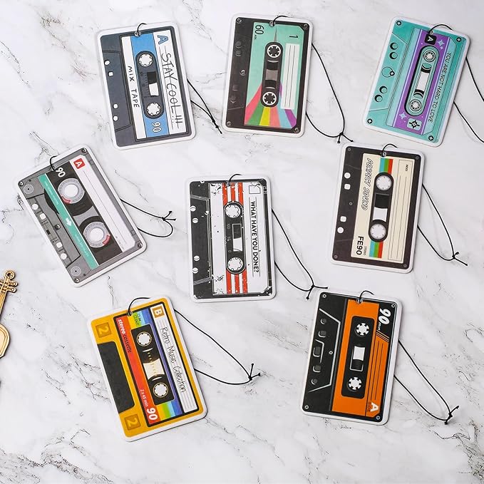 GTOTd Retro Tape Cassette Refreshing Ice Car Air Freshener Card（8Pack）80s Party Decorations Christmas Ornament Accessories Gifts Merch Pendant Room for Hanging Rearview Car Interior Household