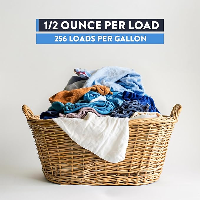 Blue Max Industrial-Strength Laundry Detergent Concentrate - Safely Clean 256 Loads Per Gallon, 1/2 Ounce Per Load, Heavy Duty Concentrated Commercial Formula, 1 Liquid Gallon Bottle, Pack of 1