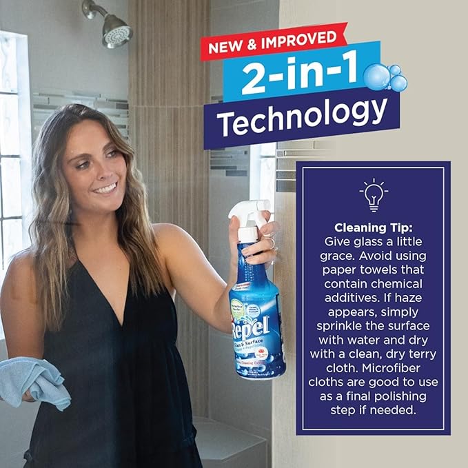 Clean-X REPEL Glass & Surface Cleaner 32 fl. oz. - Cleans & Repels water spots and dirt on glass, mirror, tile and multi surface by UNELKO (3)