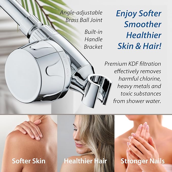 AquaCare Skin & Hair - World's Only Handheld Shower Head Filter with Built-in Hand Shower Bracket, ON/OFF Filtration Modes, Instant Cartridge Reload & Stay-Clean American KDF Cartridge, Chrome Finish
