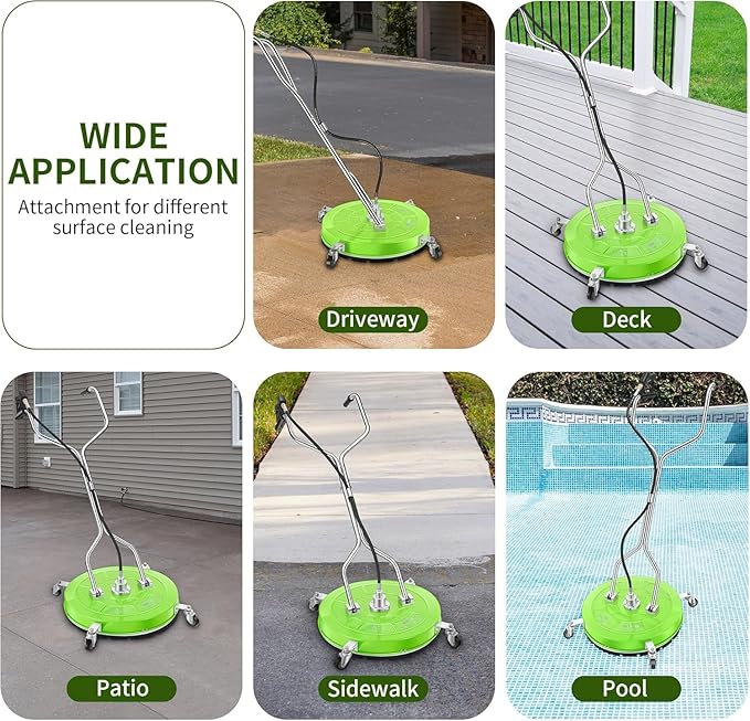 30'' Pressure Washer Surface Cleaner with 4 Wheels - Stainless Steel Surface Cleaner for Pressure Washer Attachment for Concrete, Driveway, Patio, Sidewalk, Deck and Driveways