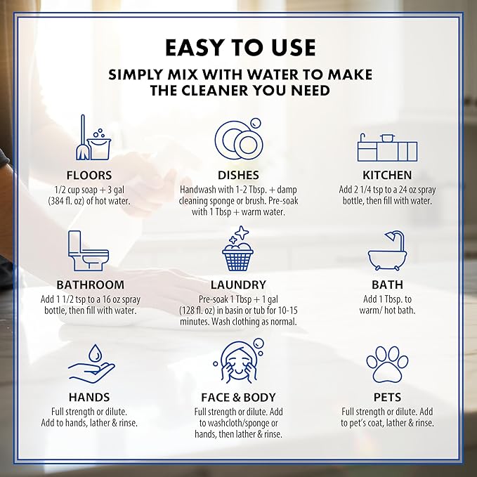 HARRIS Multi-Purpose Liquid Castile Soap for Home Cleaning, Use as Dish Soap, Laundry Detergent, Kitchen & Bathroom Surface Cleaner, Kids Room, 2 Pack of 32 Fl Oz with Microfiber Cloth (Peppermint)