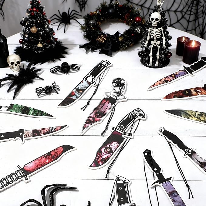 Faccito 12 Pcs Gothic Car Air Fresheners Horror Movie Freshener Gifts Hanging Ornament Scents Knife Classic Character Accessory for Men Women Lover