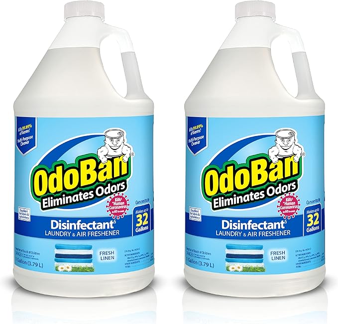 OdoBan Disinfectant Concentrate and Odor Eliminator, 2 Gallons, Fresh Linen Scent & Pet Solutions Neutral pH Floor Cleaner Concentrate, 1 Gallon, and Oxy Stain Remover, 32 Ounce Spray