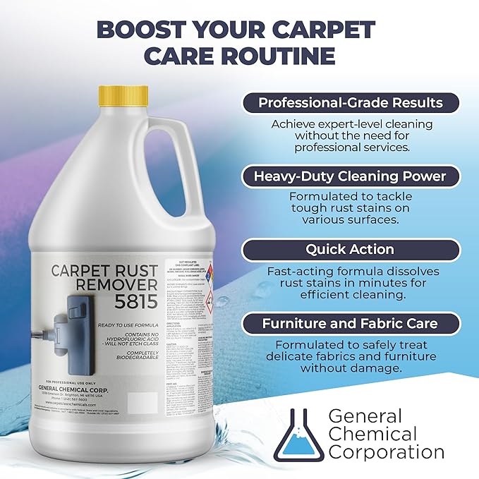 Rust Remover 5815 - Heavy Duty Rust & Stain Remover for Household Cleaning, Expertly Treats and Cares for Furniture, Kitchen Surfaces, and Fabrics -Easy to Use Spray Liquid - 1 Gallon