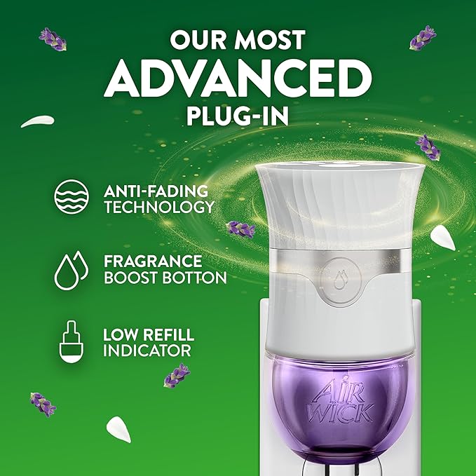 Air Wick Plug in Scented Oil Starter Kit,2 Warmers + 6 Refills,Lavender & Chamomile,Eco Friendly,Essential Oils,Air Freshener,(Pack of 2)