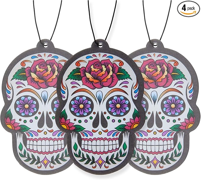 Fresh Fresheners Cute Funny Car Air Fresheners 4-pack Scented With Premium Oils (Candy Skull)