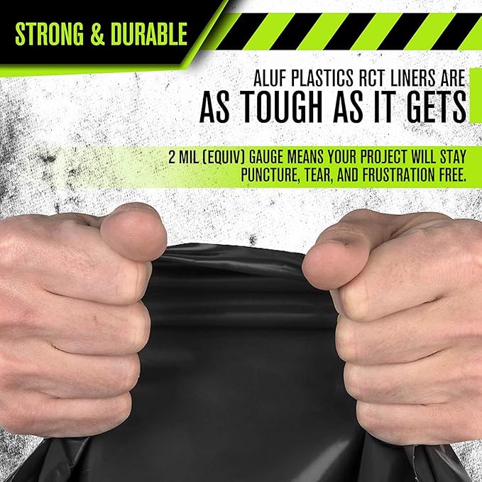 Aluf Plastics 55 Gallon Trash Bags Heavy Duty - (Huge) - 2.0 MIL Thick (equiv) - 38" x 58" - Garbage Bags for Toter, Contractors, Lawn, Leaf, Yard Waste, Kitchen, Industrial, Black, 50 Pack