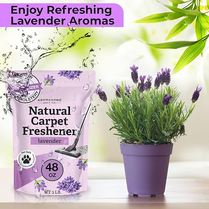 Aromasong Carpet Deodorizer Powder- 100% Natural Lavender Carpet Freshener - Safe For Pets - Upholstery Deodorizer - Effective Pet Odor Eliminator For Strong Odor & Pet Urine - 3 Lb.