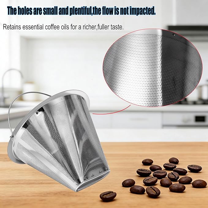 #4 Coffee Filter Stainless Steel, fit for Technivorm Moccamaster KBGV, KBT,KBGT Reusable Coffee Dripper For Breville Precision Brewer Double Mesh Filter