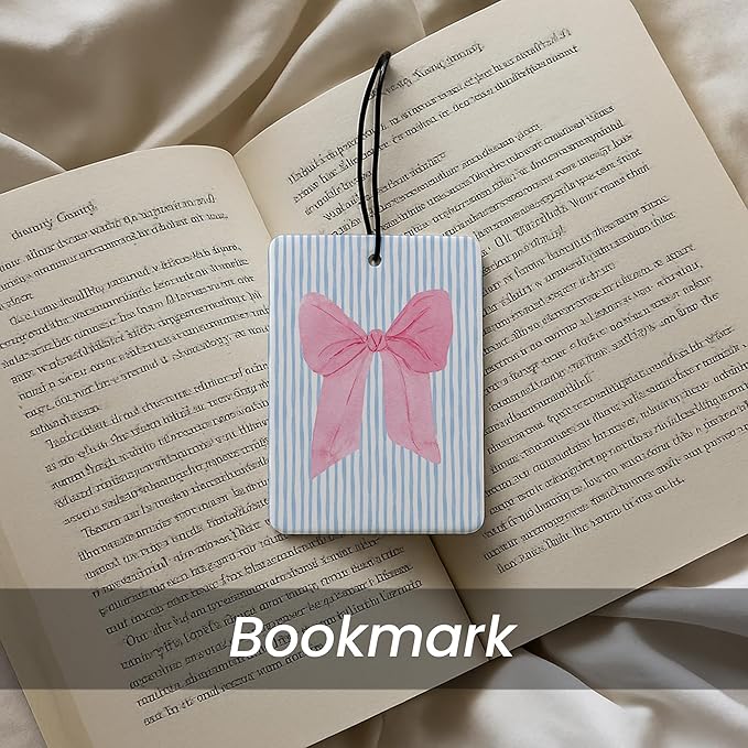 Preppy Coquette Pink Bow Floral Car Air Freshener 4 Pcs - Trendy How Lucky Are We Bow Flowers Air Freshener Hanging Decor for Cars Closet Drawer Books, Girly Car Accessories Mirror Decor for Women