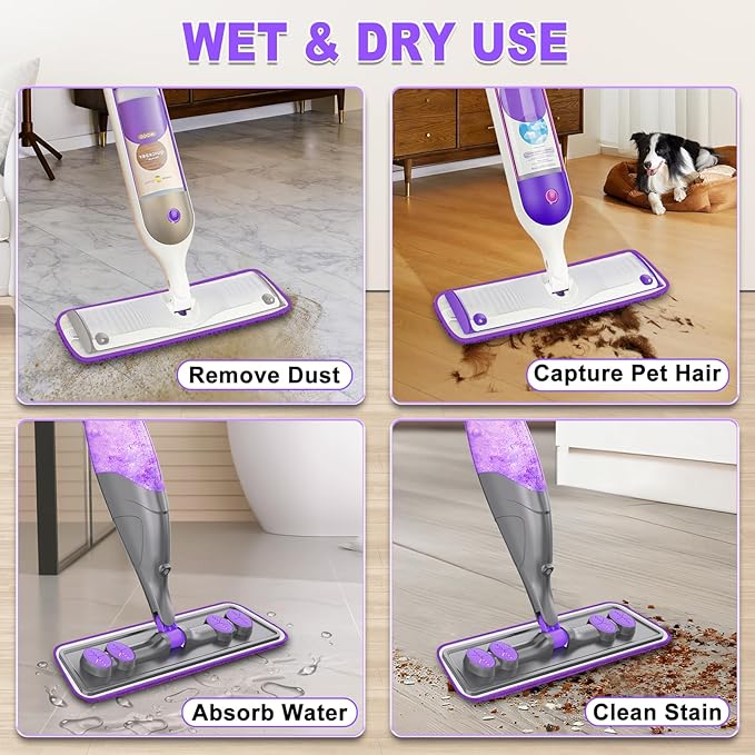Reusable Mop Pads for Swiffer PowerMop - 3 Pack Wet Dry Microfiber Pad Refills for Floor Cleaning - Washable Mopping Replacement for Home Kichen - Sweeping Cloths for 13"-15" Spray Mop