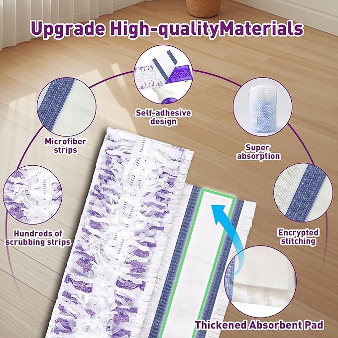 Funtin Power Mop Pads for Swiffer PowerMop, Thickened Unscented Disposable Mopping Refills, Dry & Wet Use for Floor Cleaning, 40 Pads ONLY