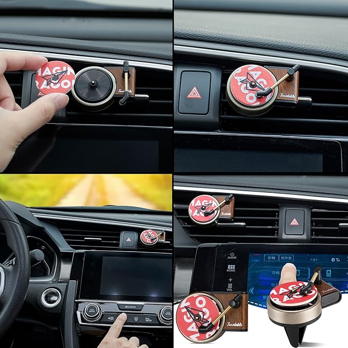 Record Player Car Vent Clips Air Freshener Retro Style Album Cover Car Air Conditioning Outlet Clip Fragrance Diffuser Car Interior Decoration Accessories, Retro Record Player