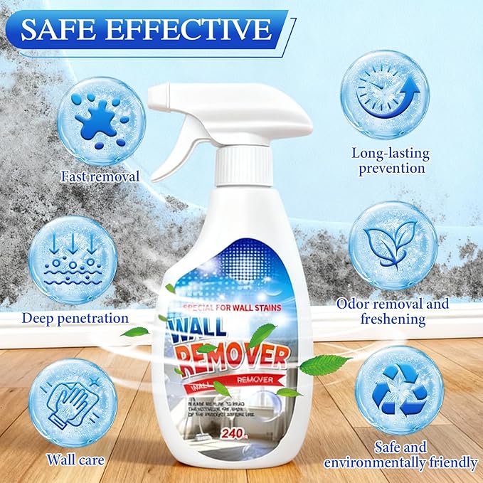 Highly Effective Removal Spray, Wall Cleaner Spray 8.46 Fl.oz, Multi-Surface Cleaning Solution, Dirt, Dust and Stain Remover, for Wood, Tile, Fabric, Bathrooms, Kitchens
