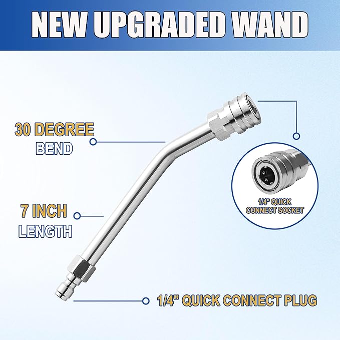 M MINGLE Replacement Pressure Washer Gun with Extension Wand, 30 Degree Curved Rod, M22 15mm or M22 14mm Fitting, 5 Nozzle Tips, 4000 PSI