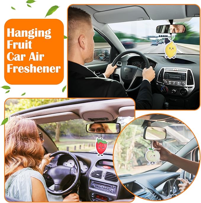 36 Pack Car Air Freshener, 9 Different Fruit Flavored Hanging Air Fresheners, Cute Fruit Shape, Lemon, Banana, Strawberry, Green Apple, Cherry, Orange, Watermelon, Pear, Pineapple