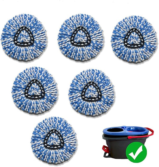 Set of 6 Spin Mop Heads Replacements Compatible with RinseClean 2 Tank System Microfiber Spin Mop Refills (6)