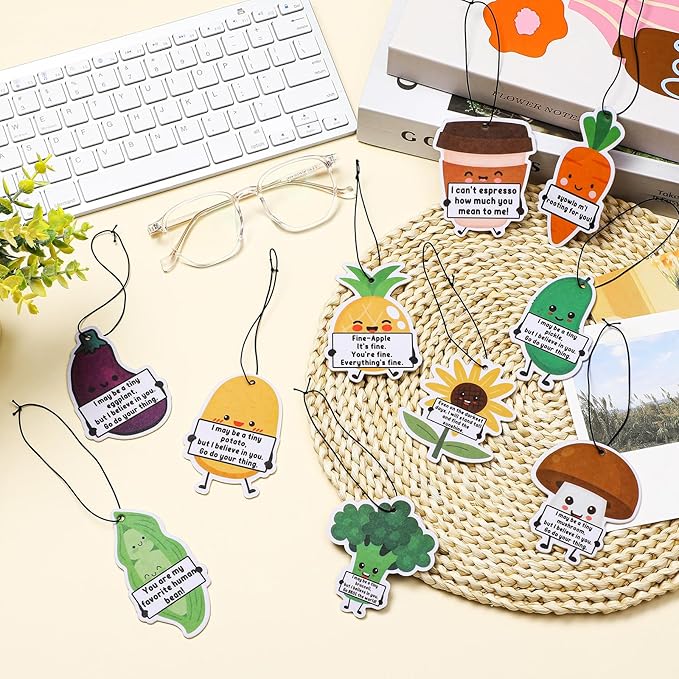 50 Pcs Positive Car Air Fresheners Bulk Employee Appreciation Gift Funny Car Hanging Ornament Scented Incense Chip Dietician Appreciation Gifts for Driver Staff Teacher Nurse Team, 10 Styles