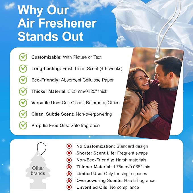 Instafreshener Custom Hanging Air Freshener | Diamond | Custom Air Fresheners with Picture or Text for Car, Closet, Bathroom, Locker & Office Décor