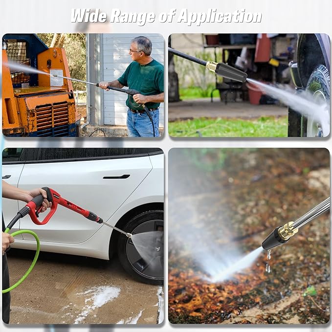 Pressure Washer Tips Turbo Nozzle, Max 2600 PSI 360°Rotating Power Washer Nozzles with 1/4" Quick Connect, 5 Spray Nozzle Tips for Cleaning Brick, Concrete, 2.0 GPM 2.0 Orifice