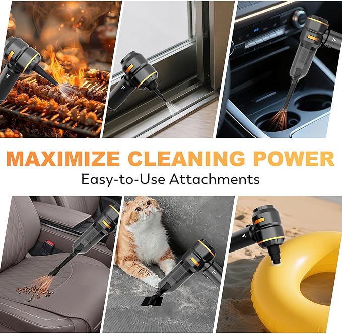 Handheld Car Vacuum Cordless, 22000PA Strong Suction Mini Vacuum Cleaner with Brushless Motor, 4-in-1 Portable Vacuum for Car Detailing, Home, Office & Travel, Black Golden