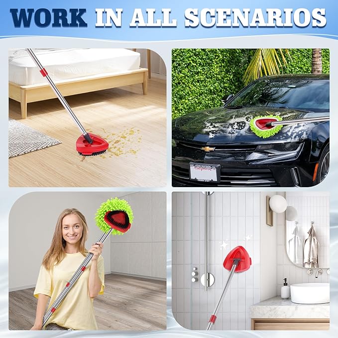 Wa.IE JiemiMicrofiber Spin Mop Refills Head Compatible for EasyWring 1-Tank System (6-Pack Set: Includes 1 Mop Scrub Brush + 1 Mop Base + 4 Pack Cleaning Floor Mop Head)