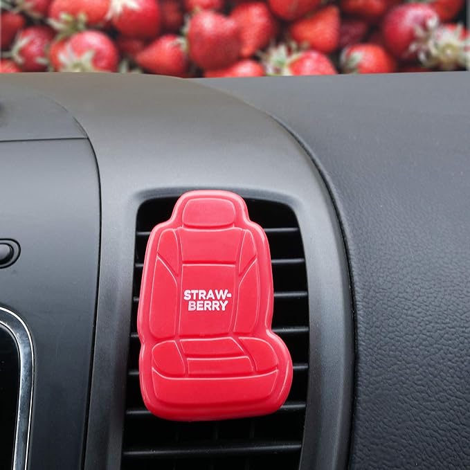 FH Group Air Freshener Vent Clips, Mini Car Seat Covers Design, (Strawberry Scent)-2PK