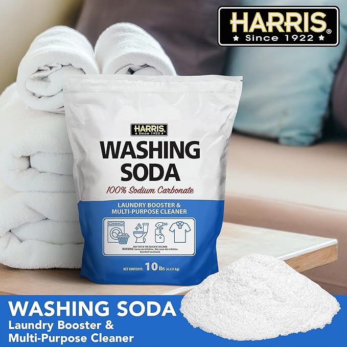 Harris Washing Soda, Sodium Carbonate, Laundry Booster and Multipurpose Cleaner, No Additives or Fragrances, 10lb