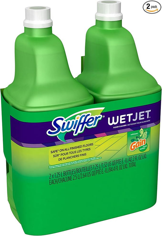 Swiffer Wet Jet, Spray Mop Floor Cleaner Multi-Purpose Solution, Gain Original, 42.2 oz, 2 pk