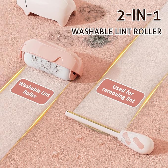 Portable Washable Lint Roller– Reusable Lint Roller,Travel Size,Cute Bear Shape Ball Remover,Extra Sticky for Pet Hair,Fuzz, Dust & Clothes(Set of 2)