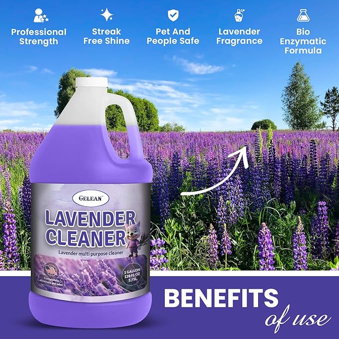 LAVENDER Multi Purpose Cleaner & Deodorant - MADE IN USA - Concentrate Lavender cleaner - Strong Odor Floor Cleaner - Floor Cleaner Odor eliminator 128oz