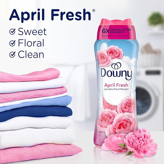 Downy April Fresh In-Wash Laundry Scent Booster Beads, 13.4 oz, laundry scent beads, Long-lasting Freshness (Pack of 4)