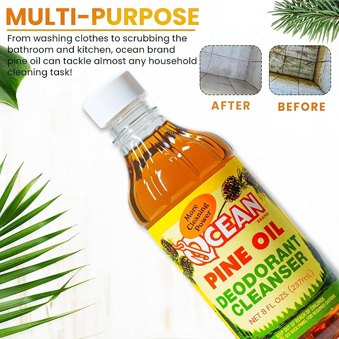 Ocean Pine Oil Cleaner Concentrate, 65% Pine Oil Deodorizer, All-Purpose Household Cleaner for Floors, Kitchen, Bathroom, Laundry, Grease & Odor Removal (2, 8 fl oz)