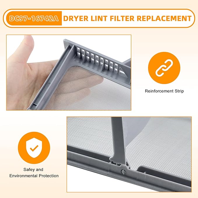 AMI PARTS DC97-16742A Dryer Lint Filter Case Screen Replacement Parts - Compatible with Samsung Dryer DV45H7000EW/A2 DV40J3000GW/A2