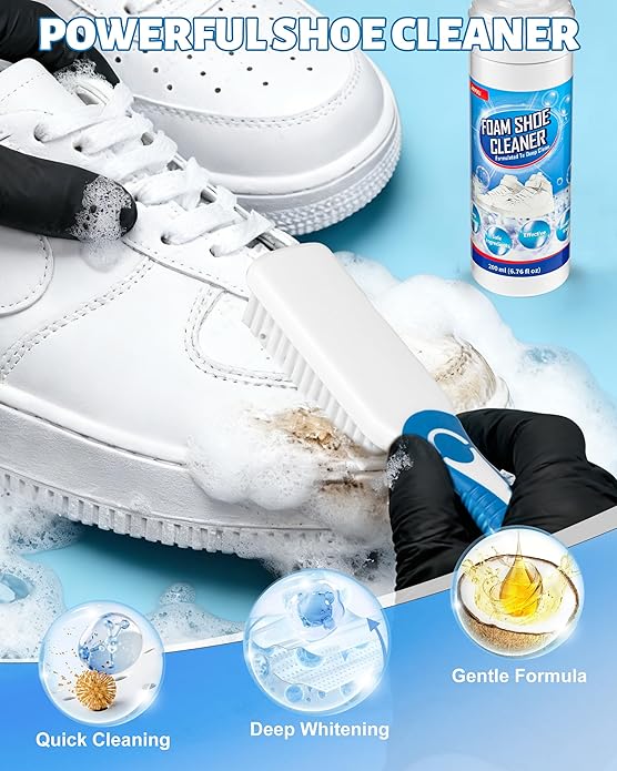 Shoe Cleaner, Sneaker Cleaner Foam for Removing Stains and Dirt, Shoe Cleaning Kit for White Shoes